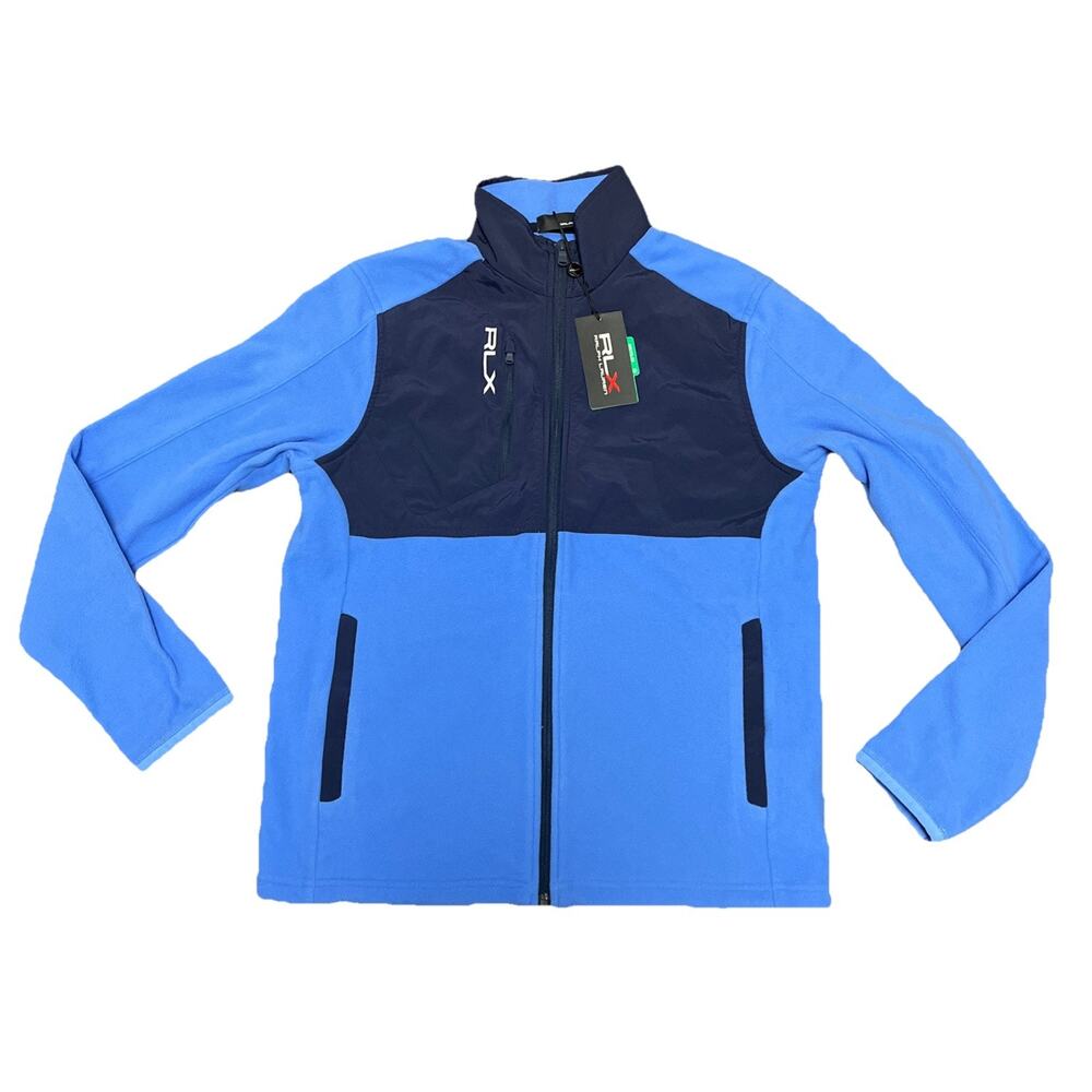 Mens Ralph Lauren RLX Golf Fleece Jacket Colorblock Blue Full Zip Small NWT $198